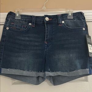 True Religion Blue Jean Shorts with Cuffed Hem